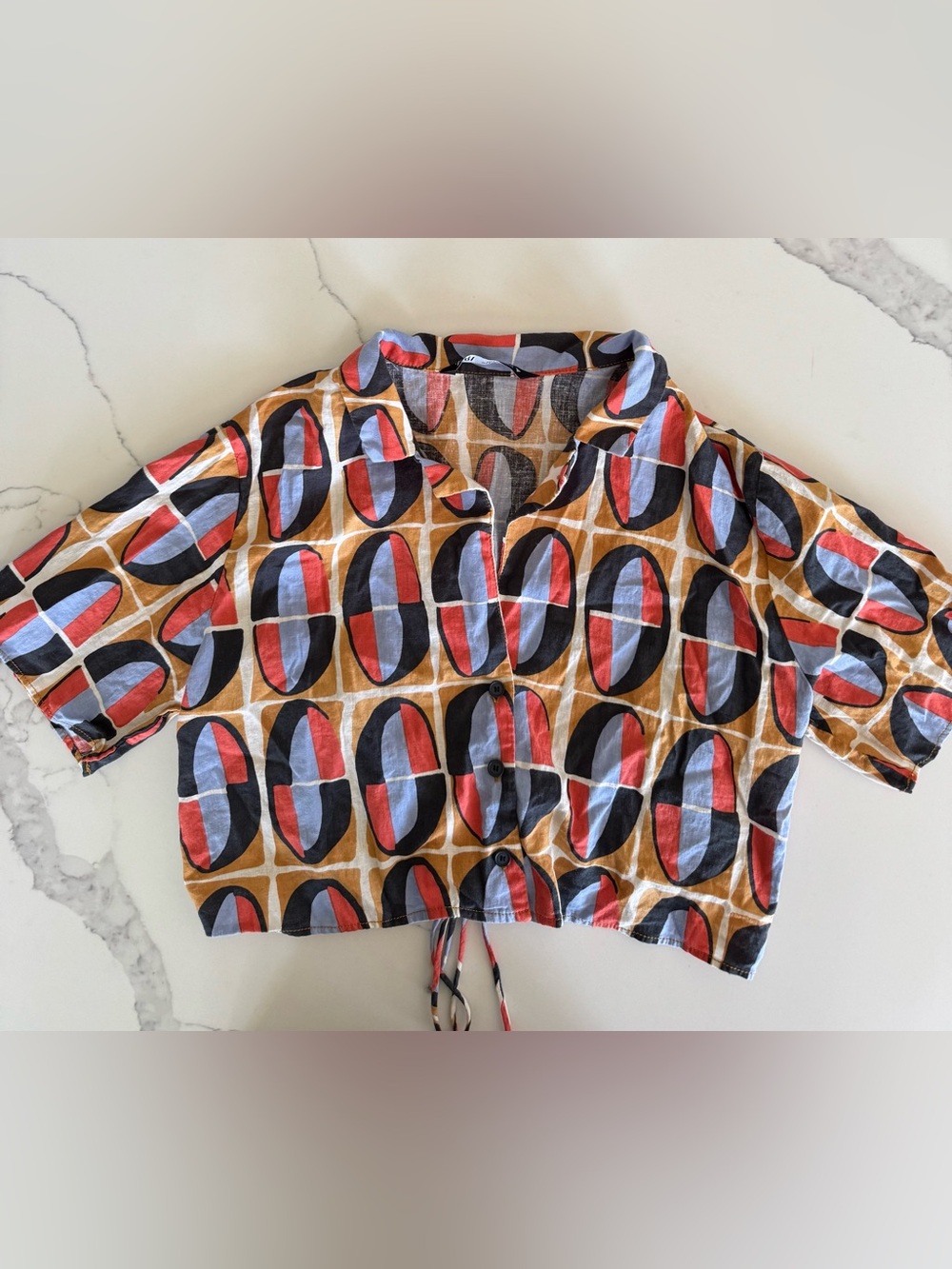 Zara Size: S Geometric Print Cropped Top